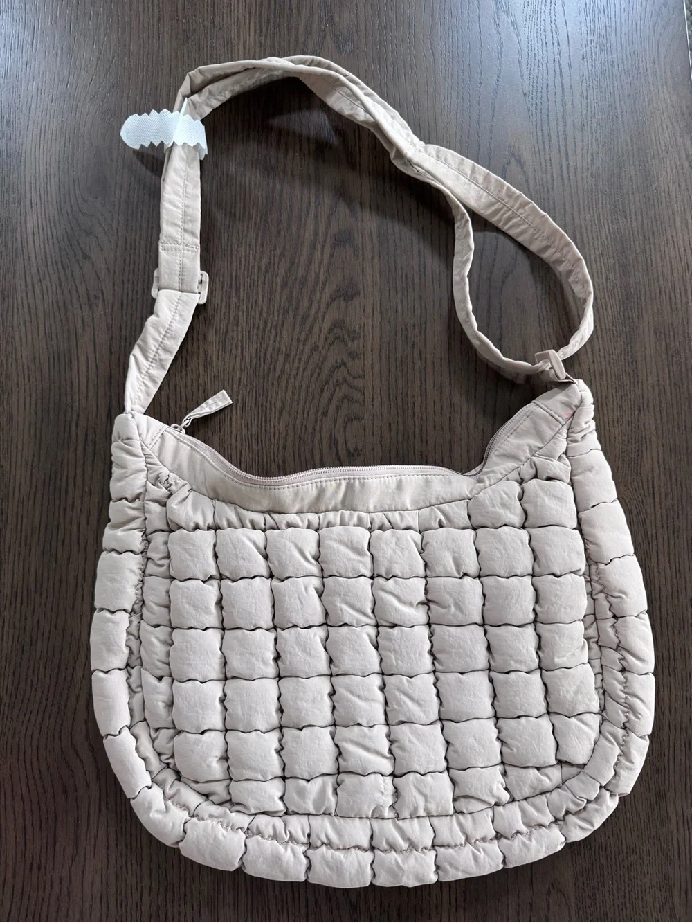 NWOT Quilted Hobo Shoulder Bag in Beige